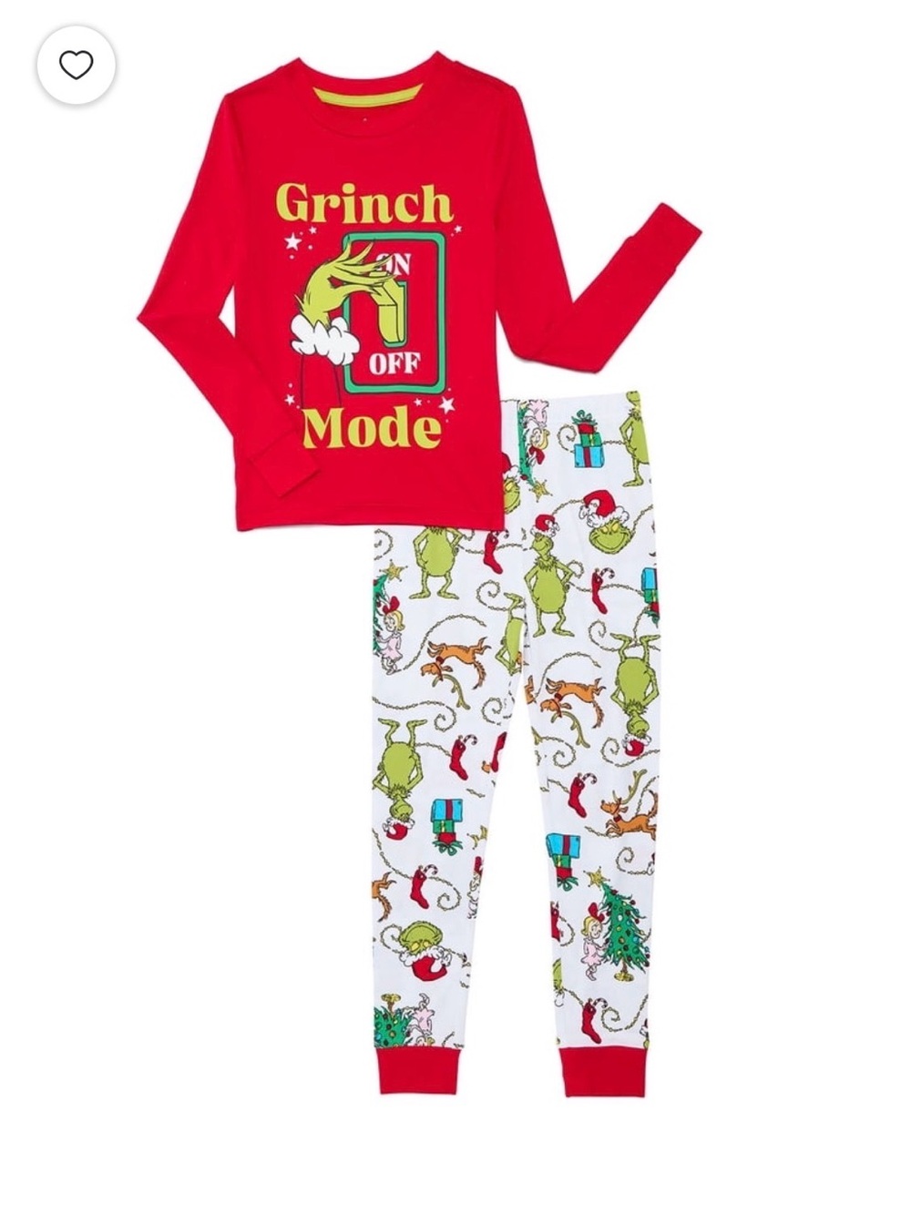 Dr. Seuss Grinch Mode Red and White Kids Pajama Set